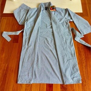 NWT HANES Men’s ROBE Navy Blue / White Checkered Shawl Robe One Size Fits All